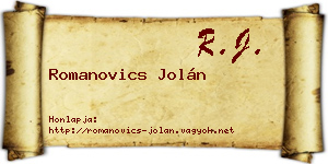 Romanovics Jolán névjegykártya