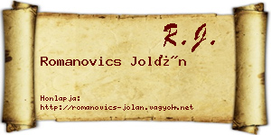 Romanovics Jolán névjegykártya